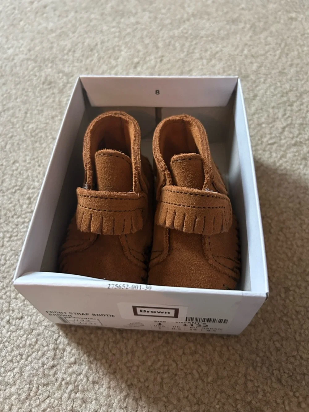 Minnetonka Kids Chestnut Brown Suede Fringe Moccasins